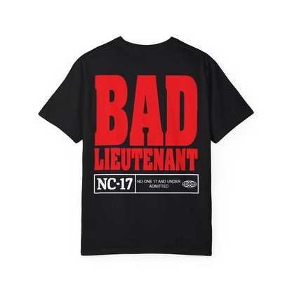Back view of Men's Bad Lieutenant Movie T-Shirt featuring bold cinematic design